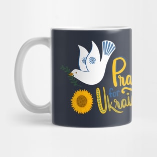 Pray for Ukraine with peace dove and sunflower Mug